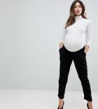 Asos Design Maternity Woven Peg Pants With Obi Tie - Black
