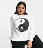 Asos Design Curve Sweatshirt With Yin Yang Graphic Print In Black-white