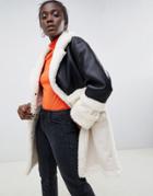Asos Design Leather Look Midi Aviator-black