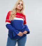 Asos Curve T-shirt With Contrast Panelling And Pretty Detail - Multi