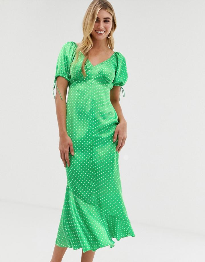Asos Design Sweetheart Midi Tea Dress In Polka Dot-multi