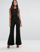 A Star Is Born Wide Leg Jumpsuit With Embellished Body - Black