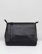 Urbancode Real Leather Boxy Foldover Crossbody Bag - Black