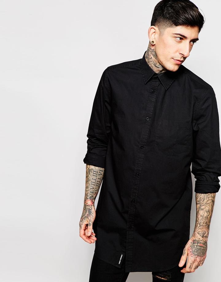 Cheap Monday Shirt Hid Longline Clean Poplin In Black - Black