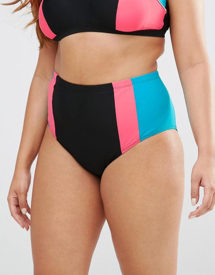 Costa Del Sol Color Block High Waist Bikini Bottoms - Multi