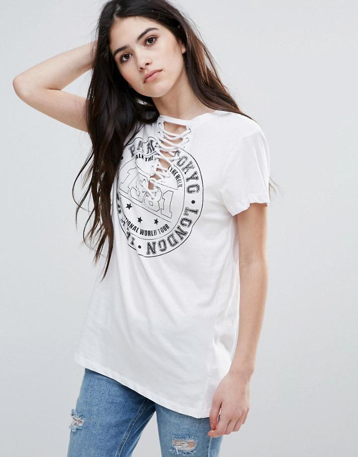 Brave Soul Tie Up T-shirt - White
