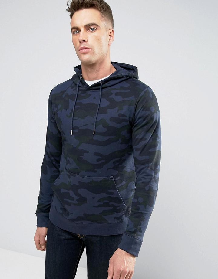 Brave Soul Camo Hoodie - Blue