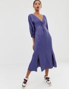 Asos White Twist Front Plain Midi Dress-multi