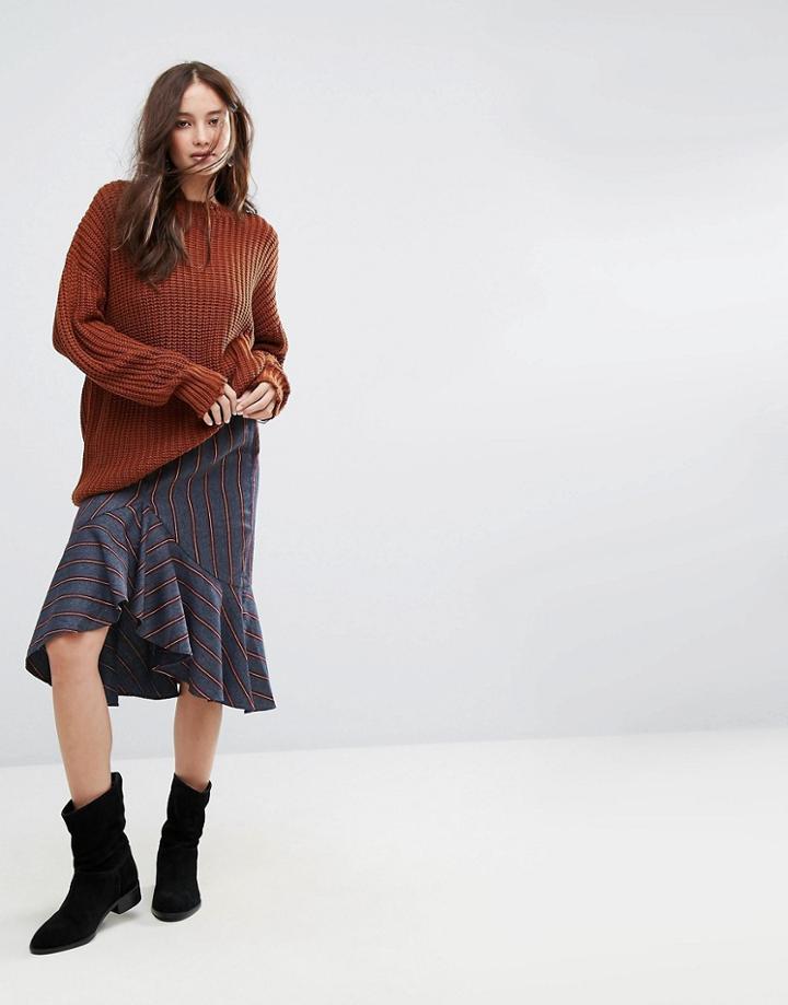 Moon River Asymmetric Midi Skirt - Multi