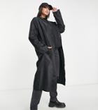 Asos Design Tall Rain Parka In Black - Black