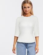 Qed London Short Sleeve Sweater In Cream-white