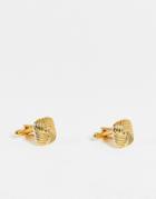 Asos Design Wedding Square Cufflinks With Spiral Detail In 14k Gold Plate