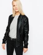Barney's Originals Pu Leather Look College Jacket - Black