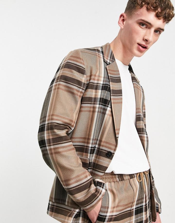 Asos Design Slim Soft Tailored Suit Jacket In Black Check