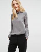 Y.a.s Freja High Neck Shirt - Gray