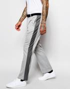 Asos Wide Leg Pants With Side Stripe - Gray
