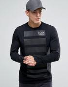 Emporio Armani Ea7 Long Sleeve Top With Graduated Stripe Front - Black
