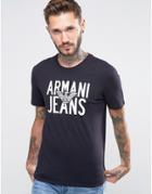 Armani Jeans T-shirt With Large Eagle Logo In Navy - Navy