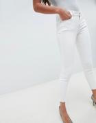 Asos Design Whitby Low Rise Jeans In Off White With Contrast Stitching - White