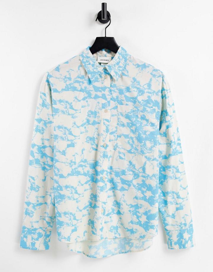 Monki Aino Organic Cotton Tie Dye Shirt In Blue-blues