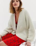 Pieces Knitted Longline Cardigan - Cream