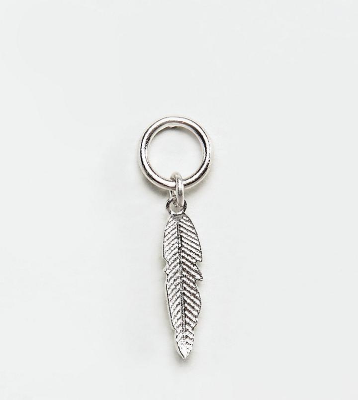 Designb Single Feather Earring In Sterling Silver - Silver
