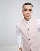 Asos Design Wedding Skinny Suit Vest In Neutral Pink - Pink
