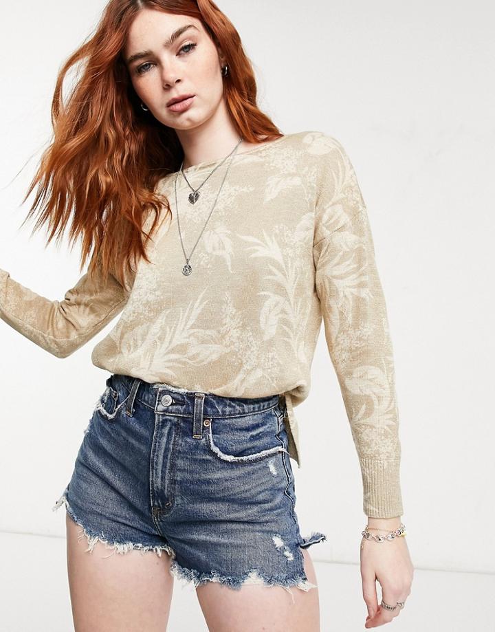 Oasis Foil Print Knit Sweater In Stone-neutral