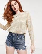 Oasis Foil Print Knit Sweater In Stone-neutral