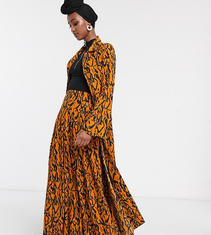 Verona Full Maxi Skirt In Abstract Print-orange