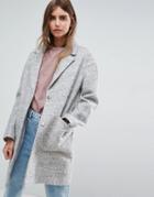 Asos Fabric Interest Cocoon Coat - Gray
