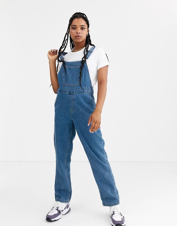 Noisy May Denim Mom Overalls-blue