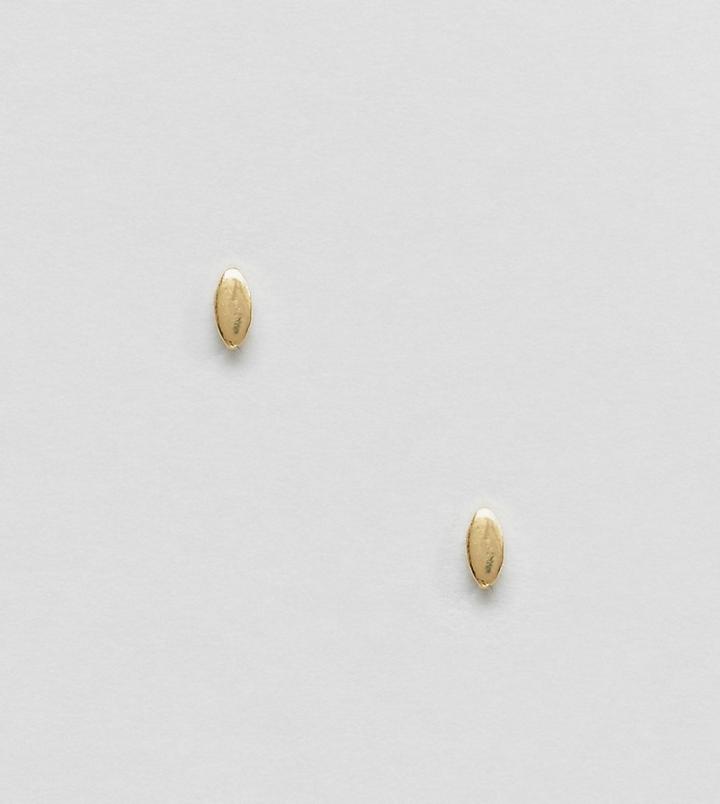 Asos Gold Plated Sterling Silver Oval Stud Earrings - Gold