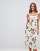 Gilli Floral Print Sleeveless Midi Dress-white