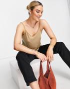 Selected Femme Organic Cotton Cami Tank Top In Beige-neutral
