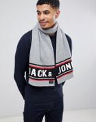 Jack & Jones Brand Slogan Scarf - Gray