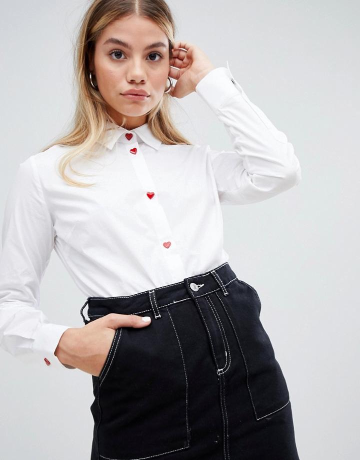 Love Moschino Heart Button Shirt - White