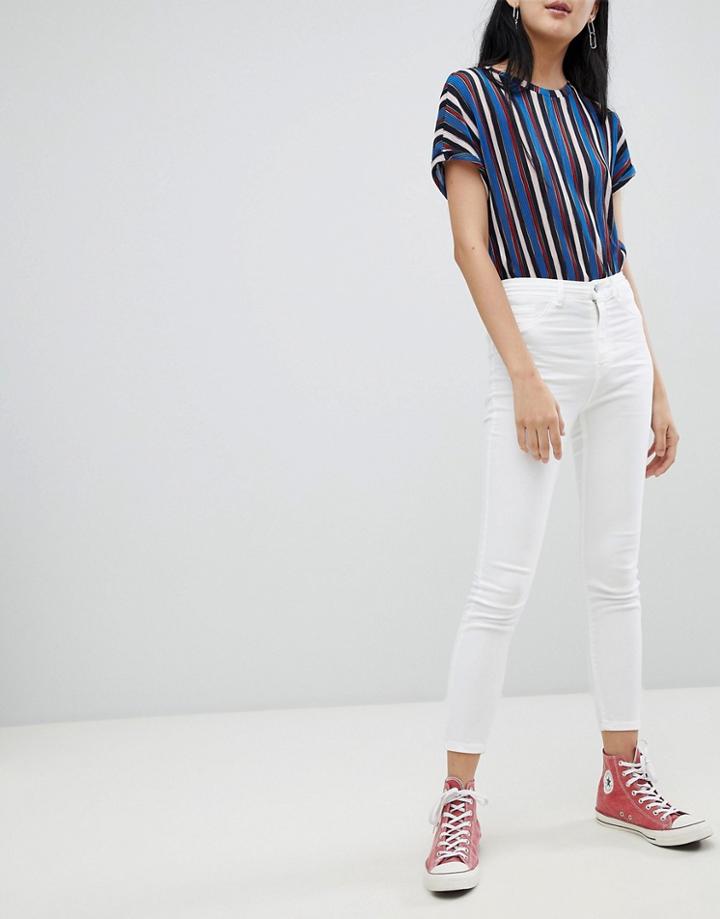 Pull & Bear High Waist Skinny Jean In White - White