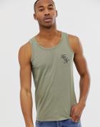 French Connection Muscle Fit Fcuk Logo Tank-green