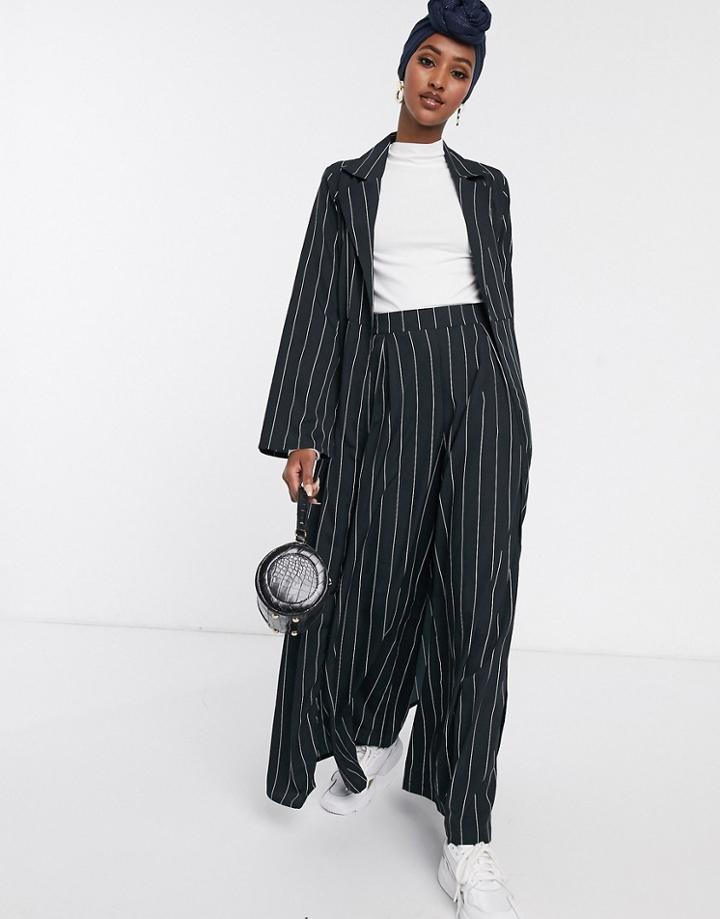 Verona Full Wide Leg Pants In Pin Stripe-black