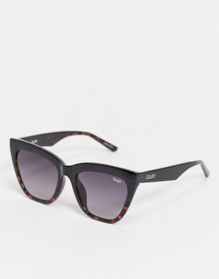 Quay For Keeps Womens Cat Eye Sunglasses In Black Tort