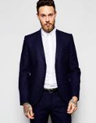 Heart & Dagger Wool Blazer In Skinny Fit With Fleck - Navy