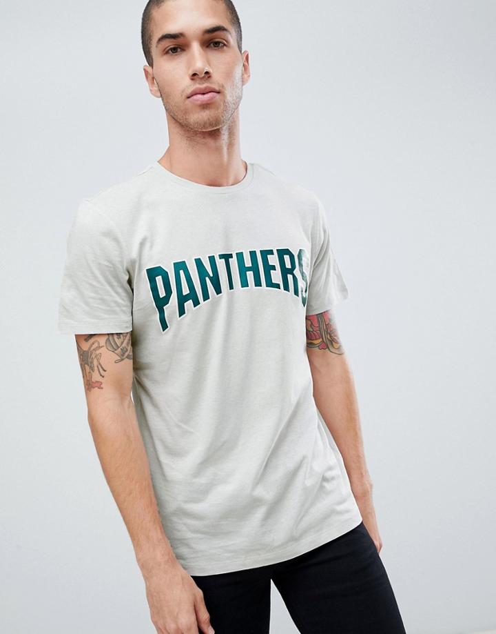 New Look T-shirt With Panthers Print In Light Gray - Gray