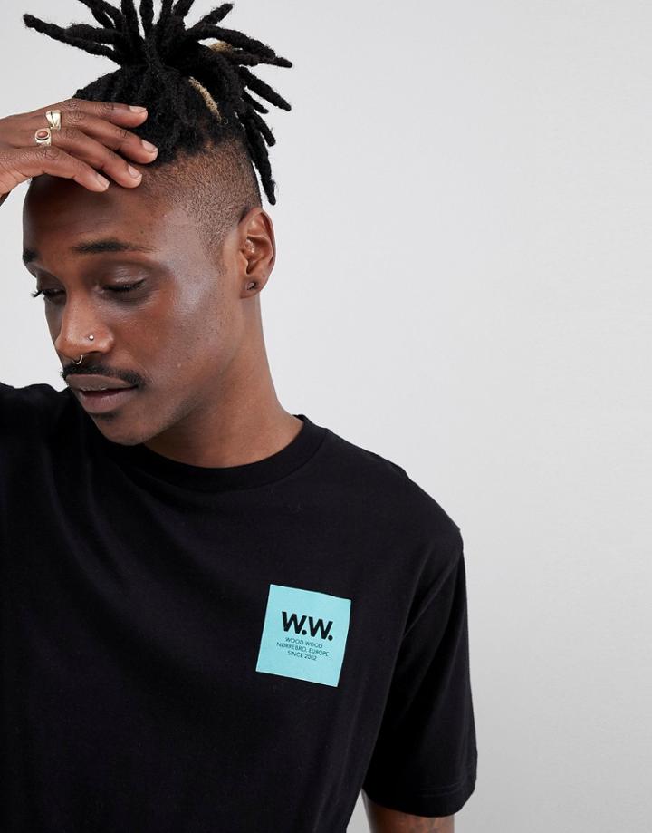 Wood Wood T-shirt With Box Logo In Black - Black