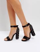 Truffle Collection Ornate Stud Block Heel Sandal - Black