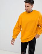 Asos Design Oversized Sweatshirt In Yellow With Reverse Panel - Yellow