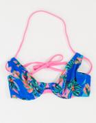 Figleaves Fuller Bust Fiji Palm Underwired Halter Bikini Top In Purple Palm Print-blues