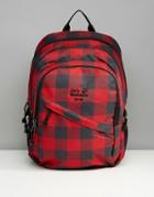 Jack Wolfskin Dayton Red Check Backpack In Red - Red