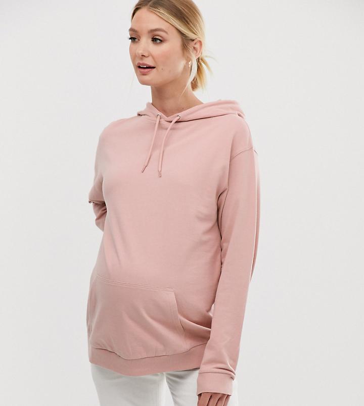 Asos Design Maternity Ultimate Hoodie In Pink