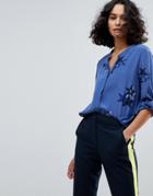 Boss Casual Oversized Star Print Silk Shirt - Multi